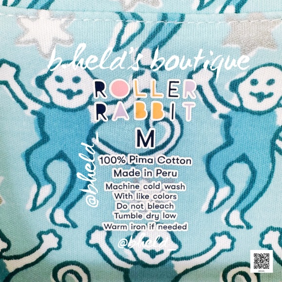 Roller Rabbit Star Monkey Polo Pajamas in Blue Size Medium (M) Brand New NWT - Picture 7 of 17